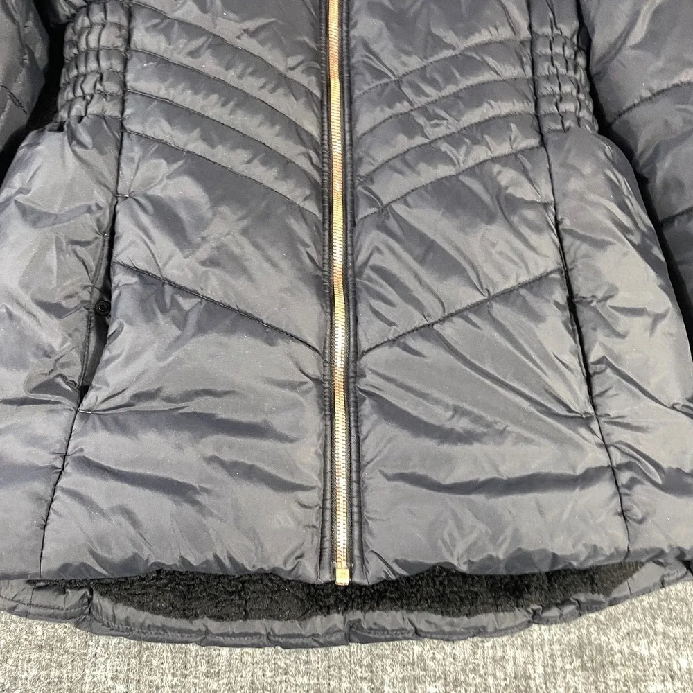 Under Armour Jacket Girls Extra Large Black Puffer Fleece‎ Lined Hooded Sparkle